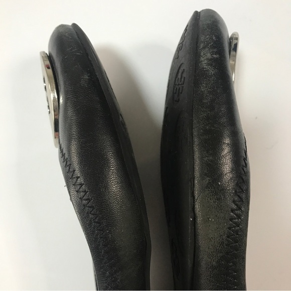 Tory Burch reva leather black  silver ballerina flats size 7M - Picture 5 of 12